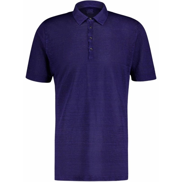 １２０％リノ メンズ スポーツシャツ トップス Linen polo shirt Blue