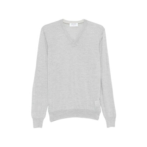 グランサッソ メンズ 編み物\u0026ティーシャツ アウター V-neck sweater Grey