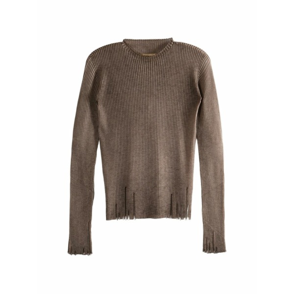 ユマ・一 レディース ティーシャツ トップス Ribbed long-sleeves top Brown