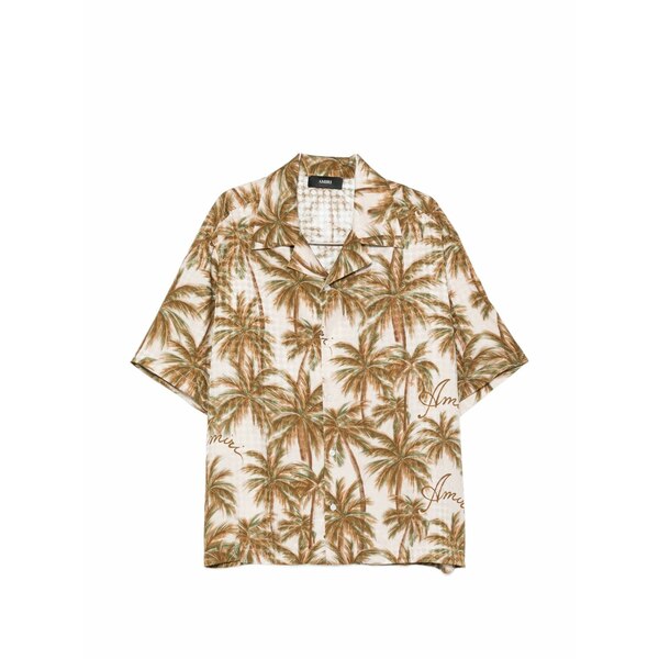 アミリ メンズ プルオーバー トップス Palm-tree-print silk shirt Neutrals