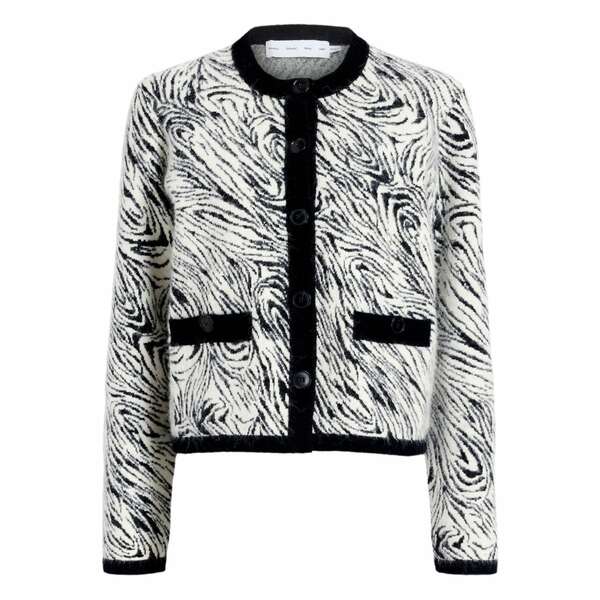 プロエンザ スクーラー 白いこと 付け紙 レディース 上衣＆上衣 アウター Amina zebra-print cardigan Black