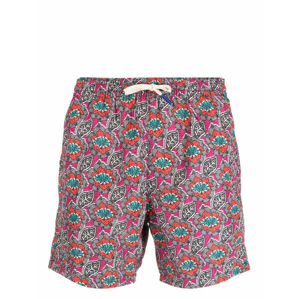 アルテア メンズ 心地よいズボン下 ボトムス Floral-print drawstring swim shorts Black