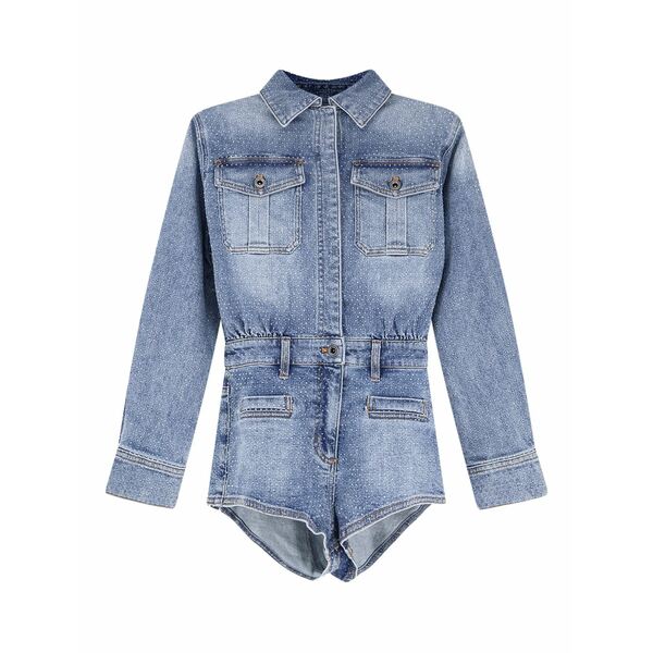 セルフ・ポートレイト レディース 衣裳 トップス Pocket denim playsuit Blue