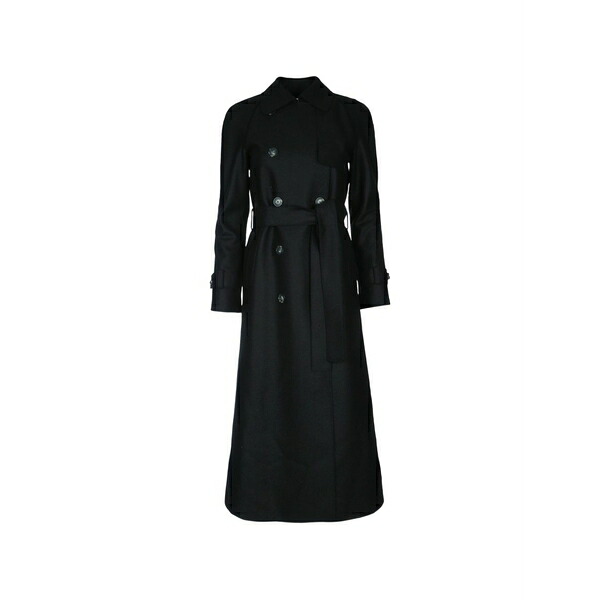 ハリスワーフロンドン レディース 厚地の外套 アウター Belted trench coat Black