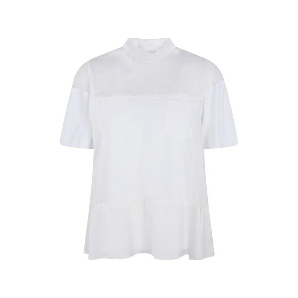 サカイ レディース ティーシャツ トップス Panelled mock-neck t-shirt White