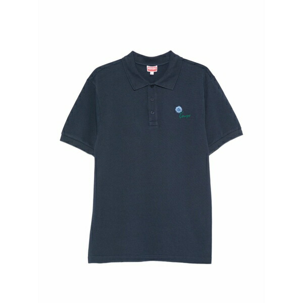 ケンゾー メンズ スポーツシャツ トップス Embroidered-logo piqu￡ polo shirt Blue