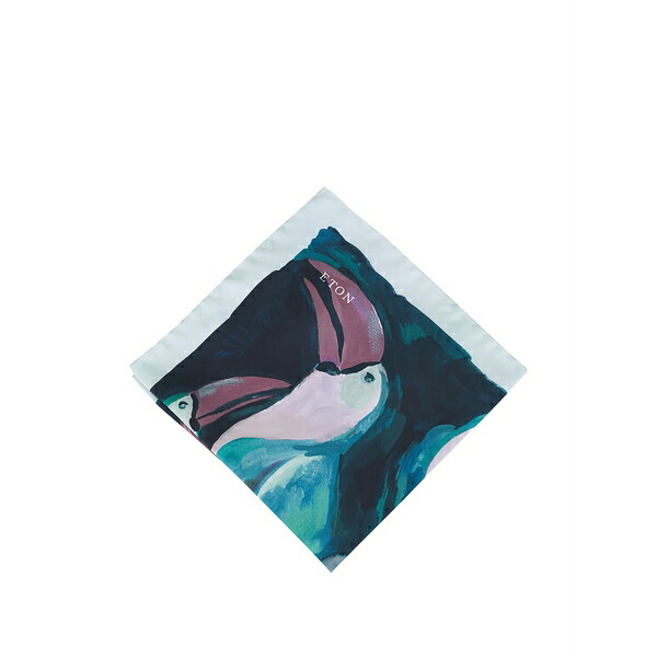 エトン メンズ 消音装置・袈裟・えり巻き 佩び物 Printed pocket square Green