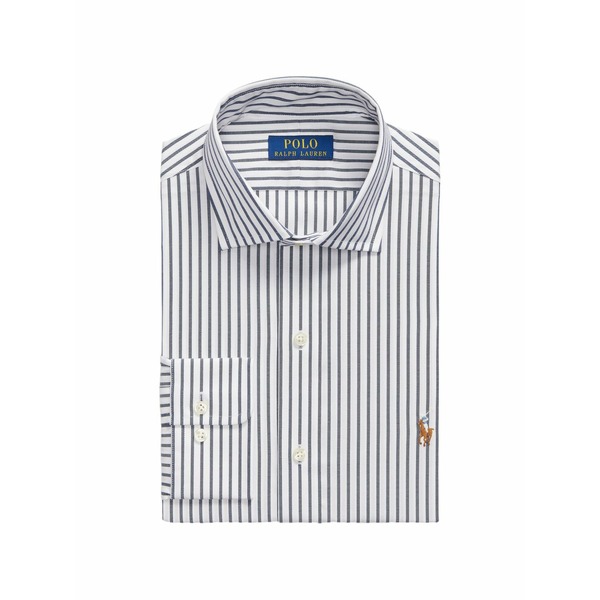 ラルフローレン メンズ プルオーバー トップス Striped-pattern embroidered-logo shirt White
