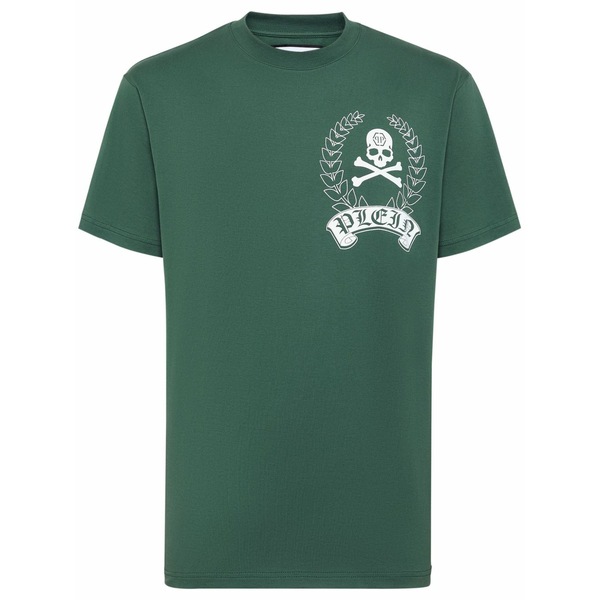 フィリップ飾り気のない メンズ ティーシャツ トップス Logo-print cotton t-shirt Green