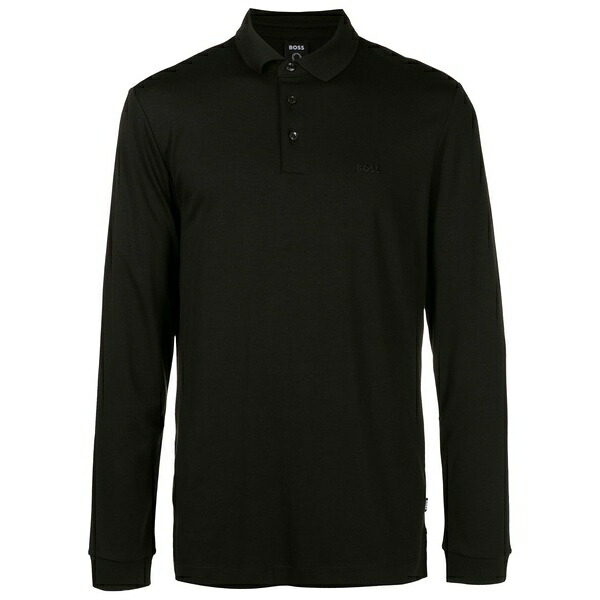 雇い主 メンズ スポーツシャツ トップス Long-sleeved polo shirt Black