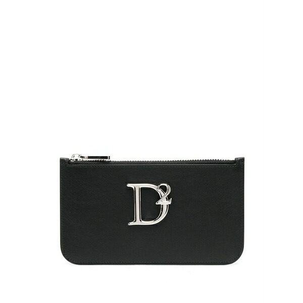ディースクエアード レディース 財布 アクセサリー Logo-plaque leather purse Black｜asty