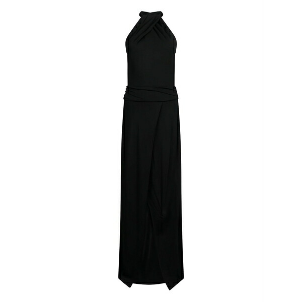 リュージョー レディース 衣装 トップス Draped halter-neck dress Black