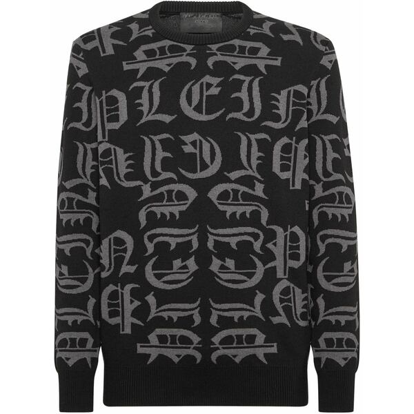 フィリップ飾り気のない メンズ 編み物\u0026プルオーバー アウター Logo-intarsia sweater Black