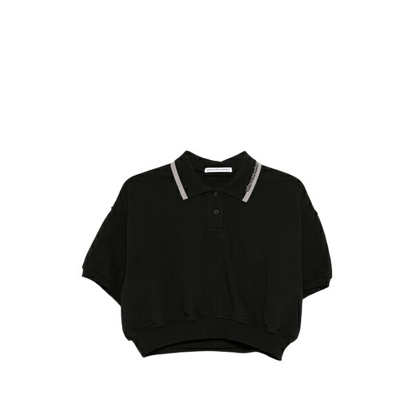 アレキサンダーワン レディース スポーツシャツ トップス Cropped polo top Black