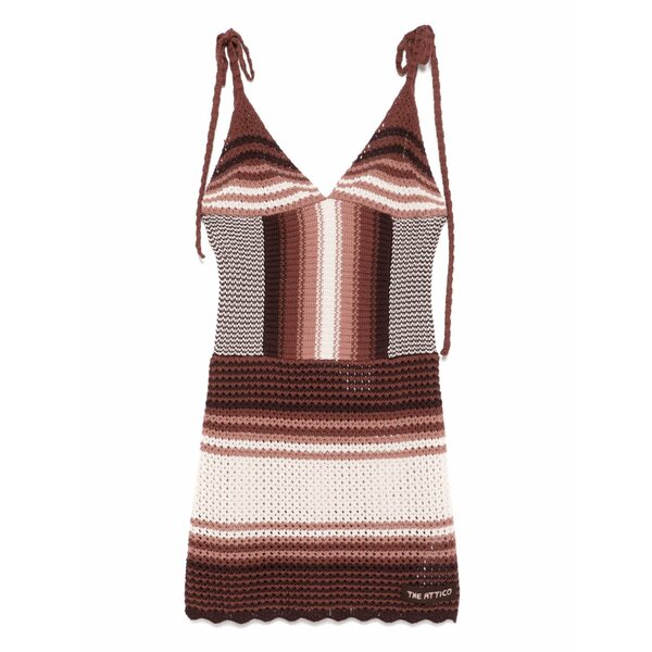ジ アティコ レディース 衣裳 トップス Striped mini dress  Brown
