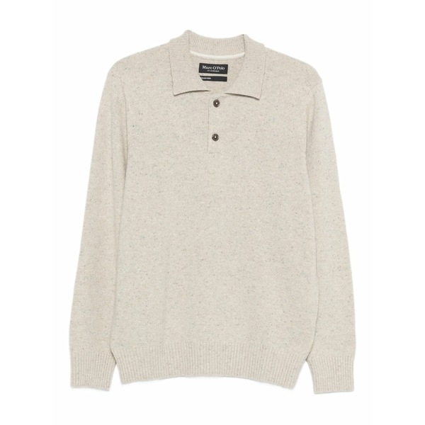 マルコポーロ メンズ スポーツシャツ トップス Long-sleeve polo shirt Neutrals