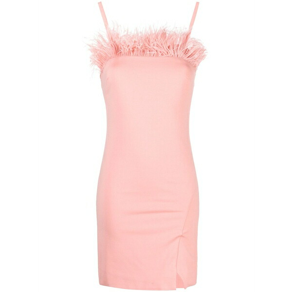 ツイン仕掛ける レディース 衣装 トップス Feather-trim fitted minidress Pink
