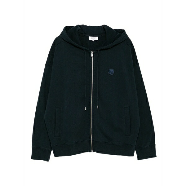 棲み家 狐狸 メンズ パーカー・スウェットシャツ アウター Bold fox head patch zipped hoodie Blue