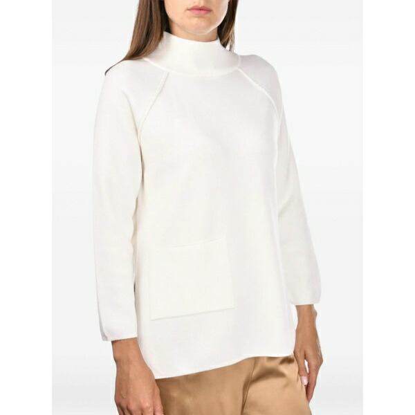 グランサッソ レディース 編み物\u0026スウェーター アウター High-neck pocket sweater White