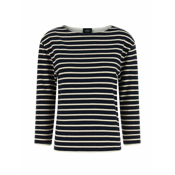 アーペーセー レディース 編み物\u0026プルオーバー アウター Striped round-neck knitwear  Blue