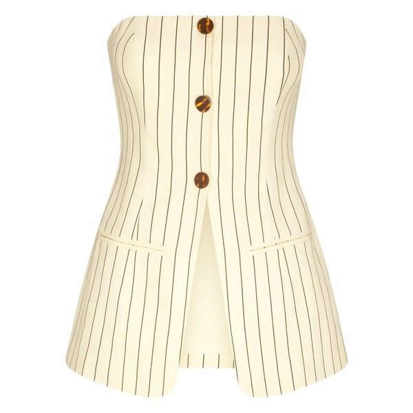 サイモン銀鏡 レディース ティーシャツ トップス Mori button top Neutrals
