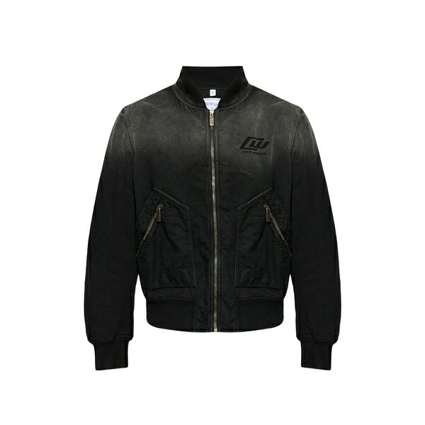 象牙色 メンズ 上衣＆上衣 アウター Zip-up faded bomber jacket Black