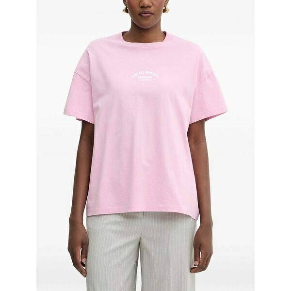 パトリツィア ペペ レディース プルオーバー トップス Logo-print drop-shoulder t-shirt Pink