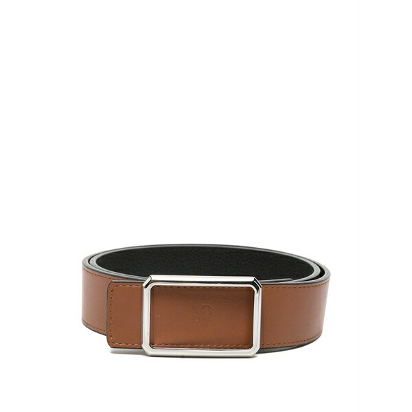 メゾン ボワネ レディース ベルト アクセサリー Logo-debossed rectangular-buckle belt Brown|asty