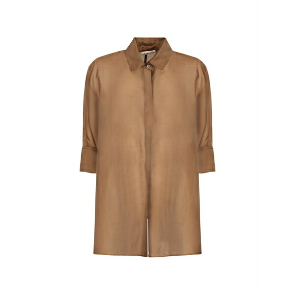 ブランカ ヴィータ レディース プルオーバー トップス Semi-sheer long-sleeved shirt Brown