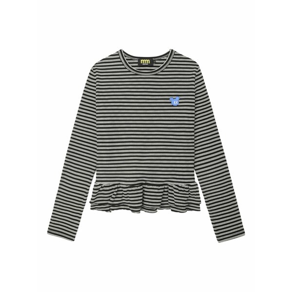 ミニクリーム レディース Tシャツ トップス Striped long-sleeve t-shirt Black|asty