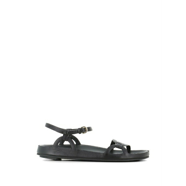 デル カルロ レディース サンダル シューズ Leather sandals Black