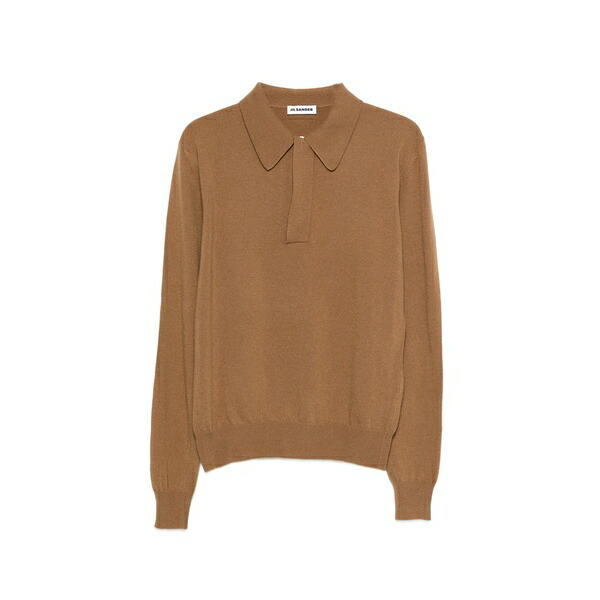 ジル・サンダー メンズ スポーツシャツ トップス Long-sleeved polo shirt Brown