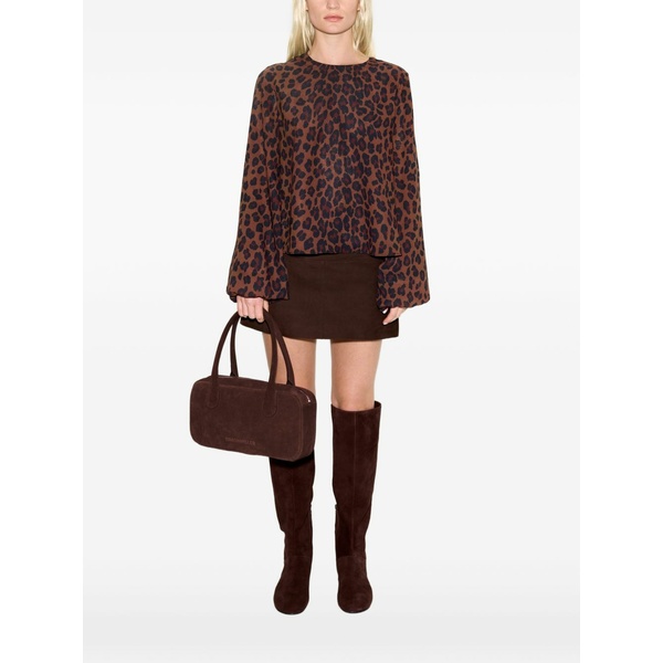 サイモン銀鏡 レディース ティーシャツ トップス Joplin leopard-print top Brown