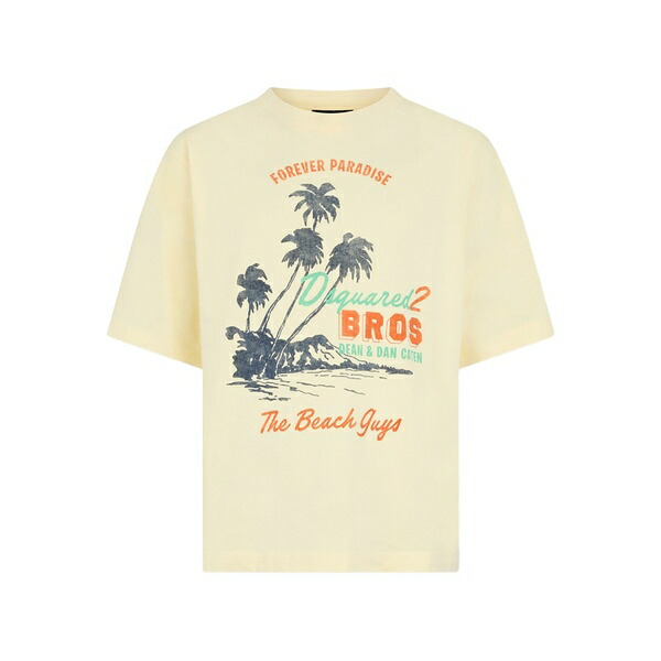 ディースクエアード メンズ プルオーバー トップス Graphic-print crew-neck t-shirt Neutrals
