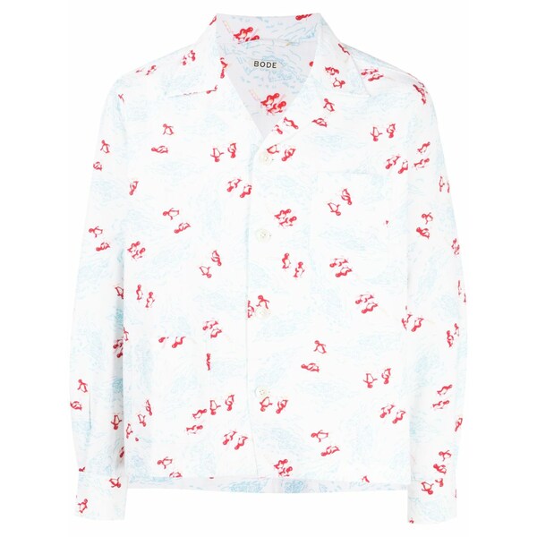 ボーディ メンズ プルオーバー トップス Graphic-print cotton shirt White