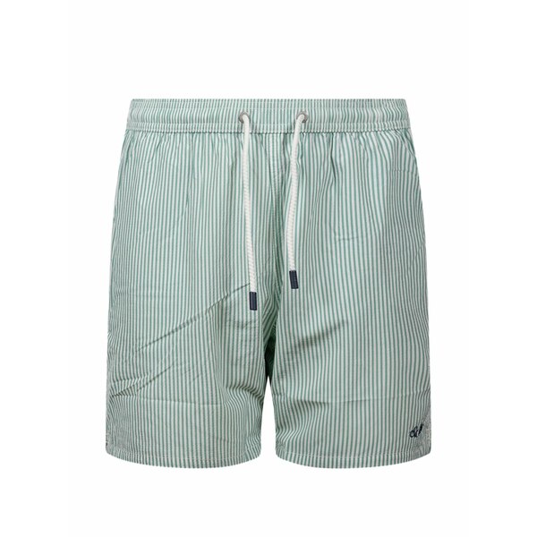 エムシーツーセイントバース メンズ 心地よいズボン下 ボトムス Vertical-striped drawstring swim shorts Green