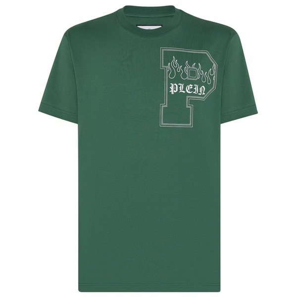 フィリップ飾り気のない メンズ ティーシャツ トップス Logo-print cotton t-shirt Green