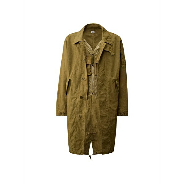 シーピーカンパニー メンズ 厚地の外套 アウター Lens-detail long-sleeve coat Green