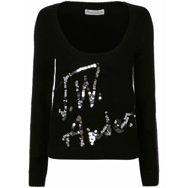 J.W.アンダーソン レディース 編み物\u0026スウェーター アウター Pailette-embellished detail jumper Black