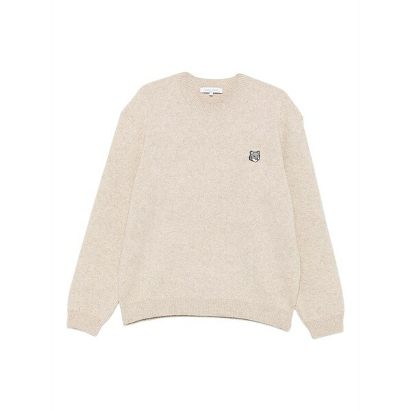 住み家 稲荷 メンズ 編み物\u0026プルオーバー アウター Fox-patch crew-neck sweater Neutrals