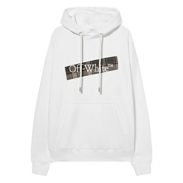 象牙色 メンズ パーカー・スウェットシャツ アウター Diagonal flannel hoodie White