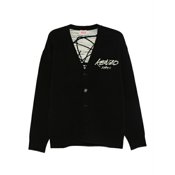 ケンゾー メンズ ジレー アウター X futura 2000 logo-embroidered cardigan Black