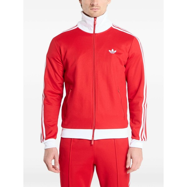 アディダス メンズ パーカー・スウェットシャツ アウター Striped zip-up sweatshirt Red