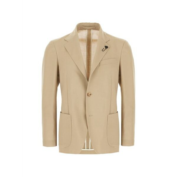 ラルディーニ メンズ 上衣＆上衣 アウター Flower-pin single-breasted jacket Neutrals