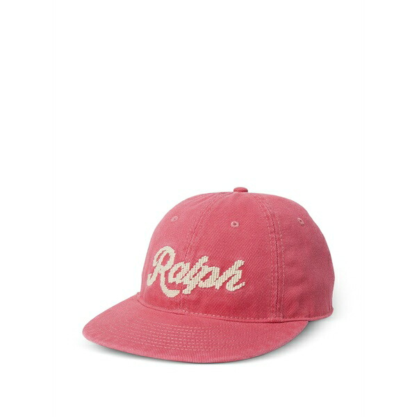 ラルフローレン メンズ 鳥打ち帽 付属物 Logo-embroidered twill ball cap Red