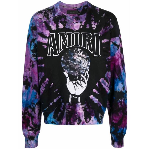 アミリ メンズ パーカー・スウェットシャツ アウター Tie-dye logo-print sweatshirt Black｜asty