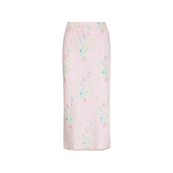 ラブスハックファンシー レディース スコート ボトムス Kalo floral-print lace-trim MIDI skirt Pink