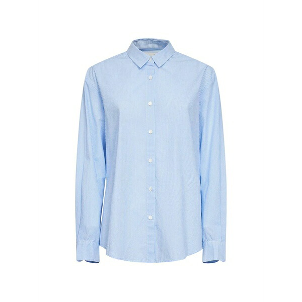 エムシーツーセイントバース レディース プルオーバー トップス Striped button-down cotton shirt Blue