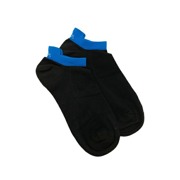 ゼニア メンズ ソックス アンダー御召しもの Logo-embroidered low-cut socks Black