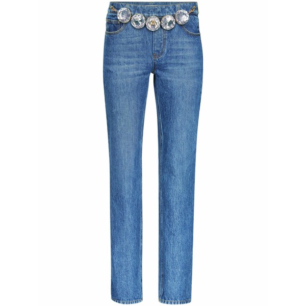領域 レディース ジーンズズボン下 ボトムス Jumbo crystal straight-leg jeans Blue